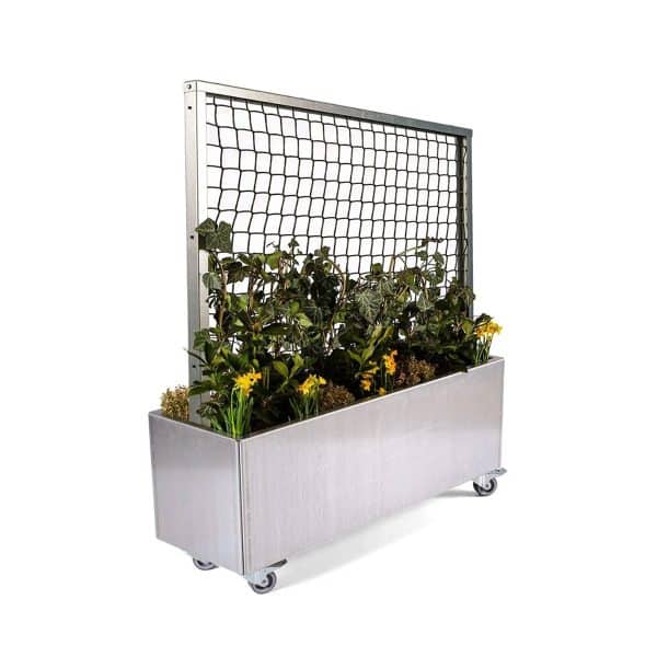 Land Modern - Plantekasse med espalier på hjul, galvaniseret - 180 cm