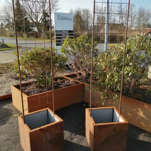 Plantekasse corten 40 x 40 x 40 cm m/espalier-Fødder-Uden flamingo-Uden kapilær