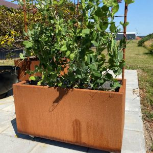 Plantekumme corten 80 x 40 x 40 cm m/espalier-Fødder-Med flamingo-Med kapilærindsats