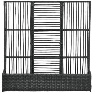 Blomsterkasse med espalier, vejrbestandig, polyrattan, 103 x 103 x 29 cm, sort