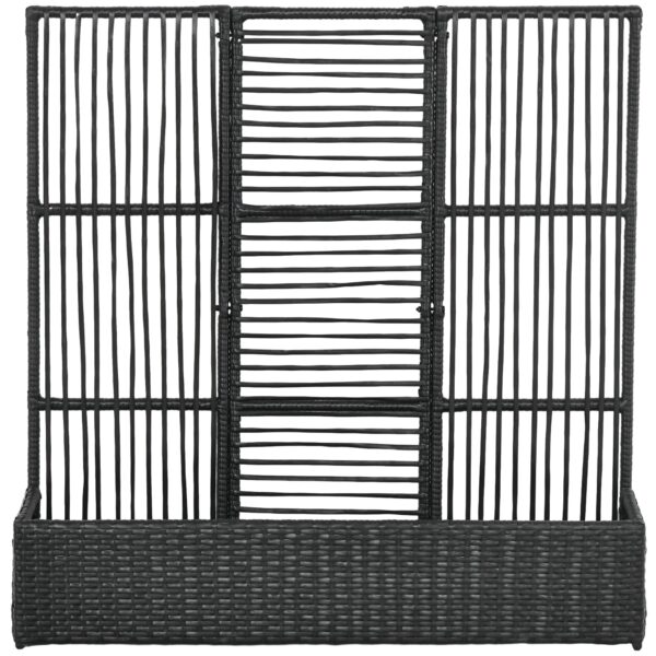 Blomsterkasse med espalier, vejrbestandig, polyrattan, 103 x 103 x 29 cm, sort