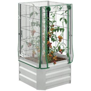 Højbeddrivhus sæt med 3 stk. med espalier plastikovertræk 53 x 53 x 90 cm