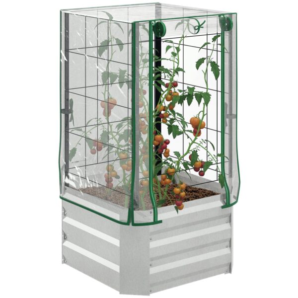 Højbeddrivhus sæt med 3 stk. med espalier plastikovertræk 53 x 53 x 90 cm