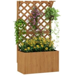 Hævet havebed med espalier, espalier, blomsterkasse, træ, haveespalier 64 x 33 x 122 cm naturligt træ
